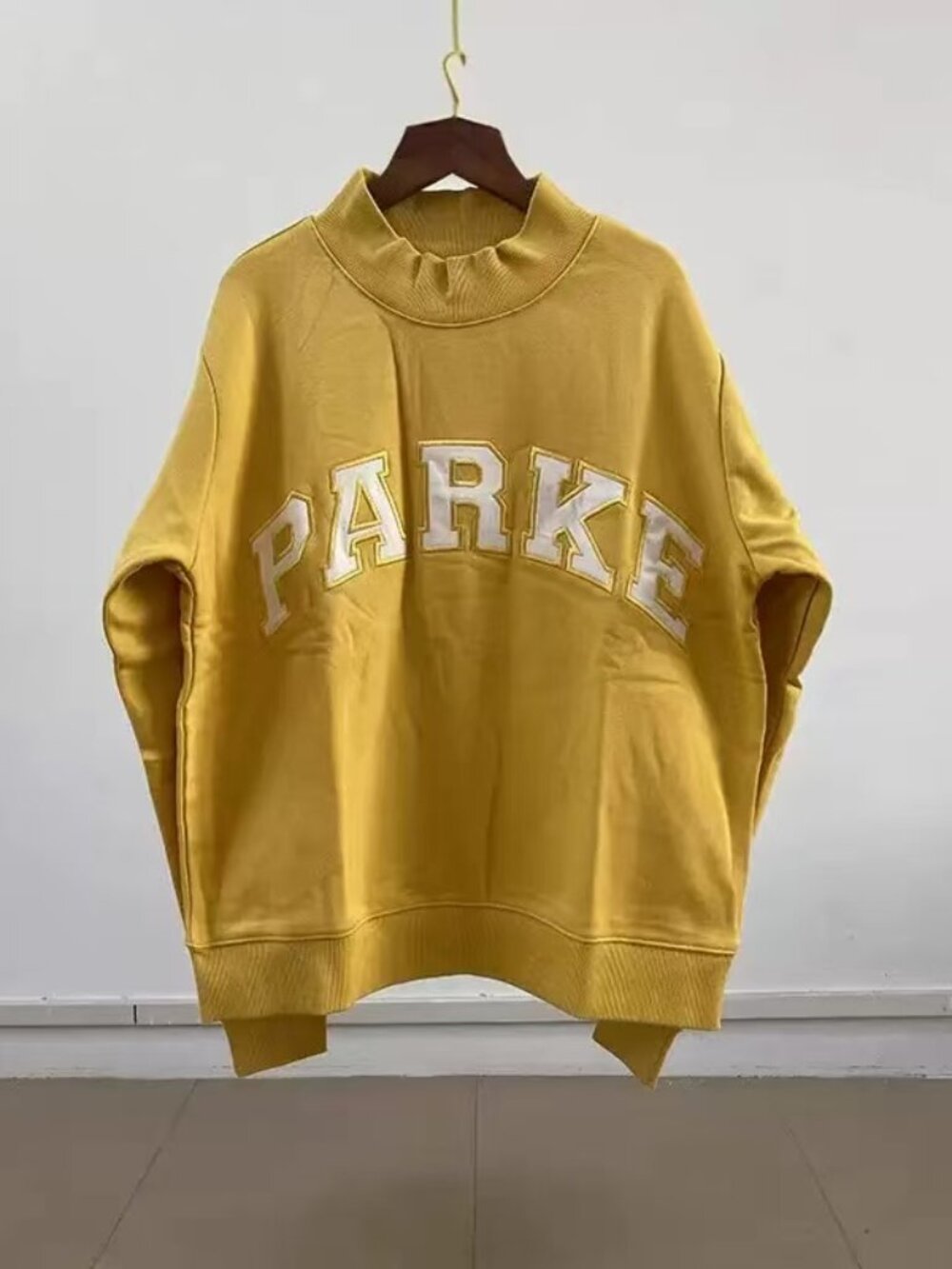 PARKE NY Yellow Oversized Crewneck State Sweatshirt